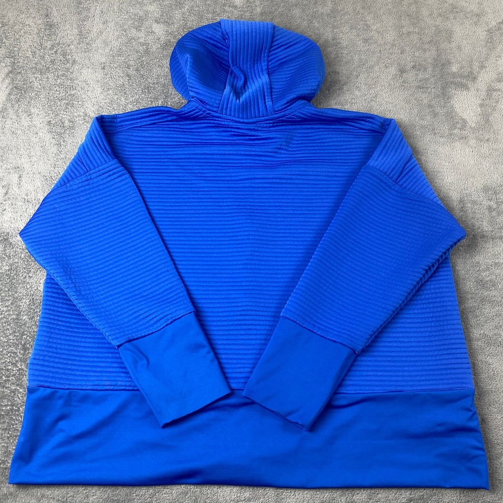 Nike Womens XL Full Zip Hoodie Blue Ribbed Dri-Fit Textured Sportswear Jacket - Picture 6 of 13